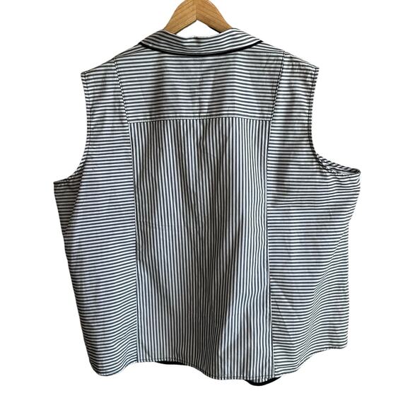 Calvin Klein Striped Button Front Sleeveless Collared Shirt 3X - Picture 7 of 9